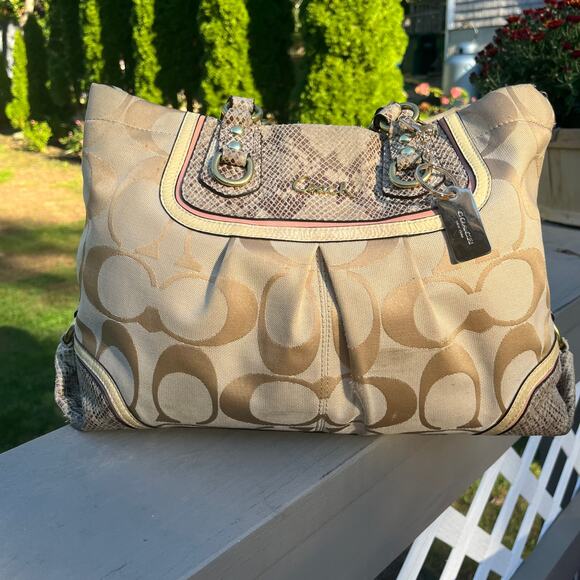 COACH, Python-Embossed Leather, Ashley Spectator Signature Shoulder Bag - Picture 10 of 13